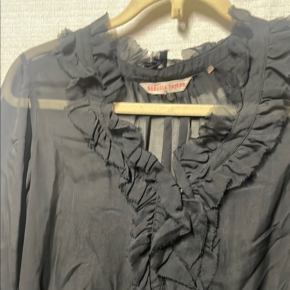 Rebecca Taylor Black Ruffled Blouse